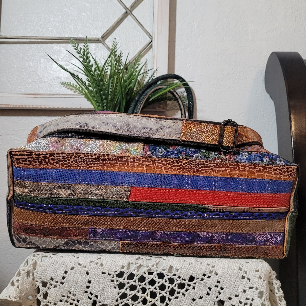 Ameri Leather Everly Multicolored Stripe Patchwor… - image 8